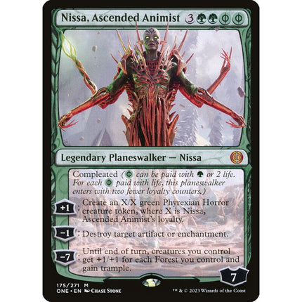 Nissa, Ascended Animist, a chase card from English Magic: The Gathering Phyrexia: All Will Be One