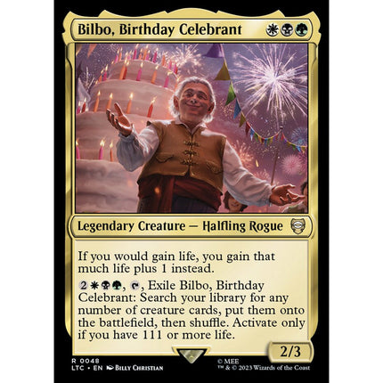 Bilbo, Birthday Celebrant, a card from English Magic: The Gathering The Lord of the Rings: Tales of Middle-earth