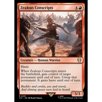 Zealous Conscripts, a card from English Magic: The Gathering The Lord of the Rings: Tales of Middle-earth