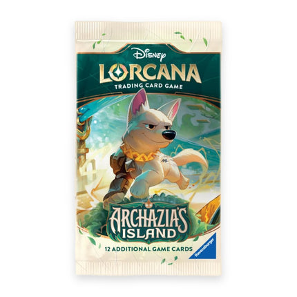 Disney Lorcana Archazia's Island booster pack, front of sealed pack