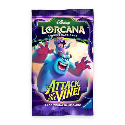 Disney Lorcana Attack of the Vine! booster pack, front of sealed pack
