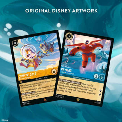 Disney Lorcana Azurite Sea cards showing original Disney artwork