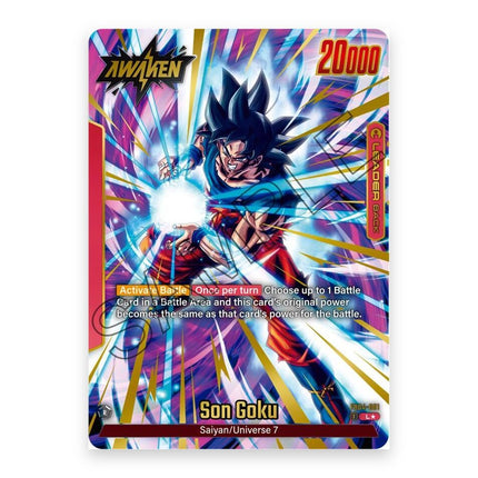 Son Goku FB04-001 alternate art Leader card from Ultra Limit