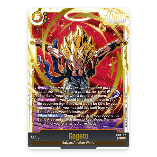 Gogeta SCR FB09-122, a chase card from English Dragon Ball Super Card Game Dual Evolution