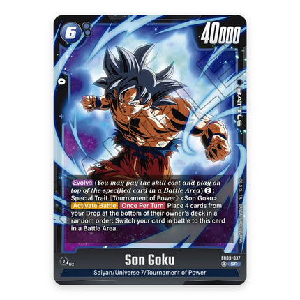 Son Goku SR FB09-037, a chase card from English Dragon Ball Super Card Game Dual Evolution