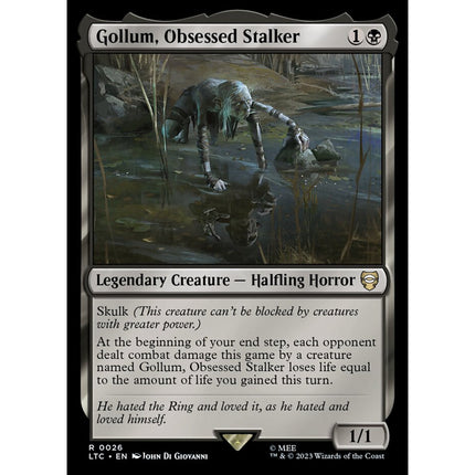 Gollum, Obsessed Stalker, a card from English Magic: The Gathering The Lord of the Rings: Tales of Middle-earth