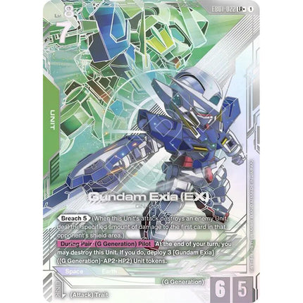 Gundam Exia Legend Rare+ alternate art EB01-022, a chase card from English Gundam Card Game Eternal Nexus