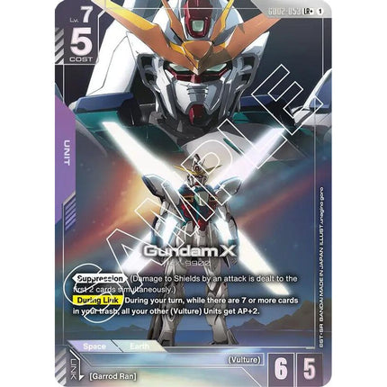 Gundam X Legend Rare+ alternate art GD02-053, a chase card from English Gundam Card Game Dual Impact