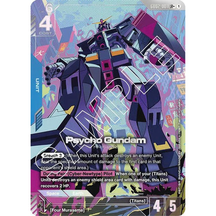 Psycho Gundam Legend Rare+ alternate art GD02-001, a chase card from English Gundam Card Game Dual Impact