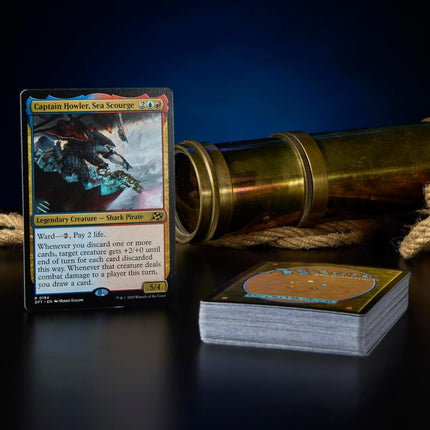 Contents of the Magic: The Gathering Lorwyn Eclipsed Theme Deck: Pirates: 60-card deck with featured card