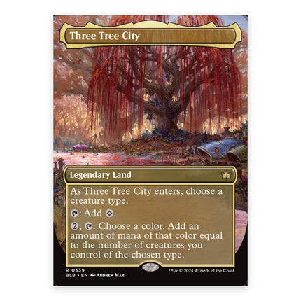Three Tree City (Bonus) Rare BLB 339, a chase card from English Magic: The Gathering Bloomburrow