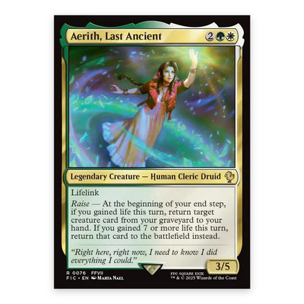 Aerith, Last Ancient Rare FIC 76, a chase card from English Magic: The Gathering Final Fantasy