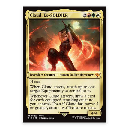 Cloud, Ex-SOLDIER Mythic FIC 2, a chase card from English Magic: The Gathering Final Fantasy