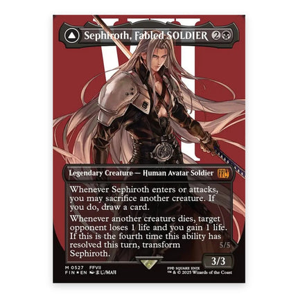 Sephiroth, Fabled SOLDIER (Bonus) Mythic FIN 527, a chase card from English Magic: The Gathering Final Fantasy