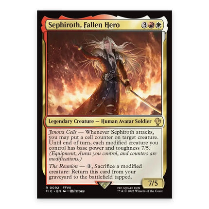 Sephiroth, Fallen Hero Rare FIC 92, a chase card from English Magic: The Gathering Final Fantasy