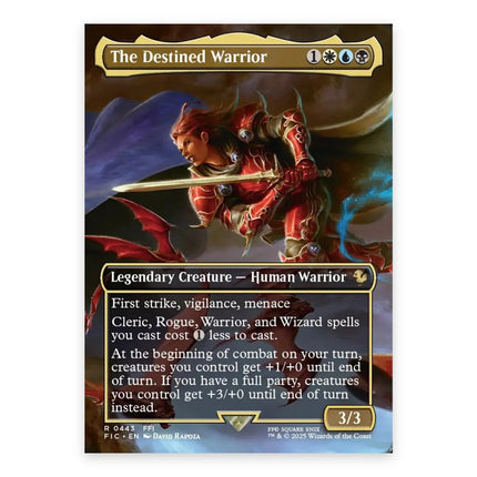 The Destined Warrior Rare FIC 443, a chase card from English Magic: The Gathering Final Fantasy