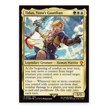 Tidus, Yuna's Guardian Mythic FIC 5, a chase card from English Magic: The Gathering Final Fantasy