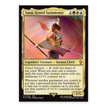 Yuna, Grand Summoner Mythic FIC 8, a chase card from English Magic: The Gathering Final Fantasy