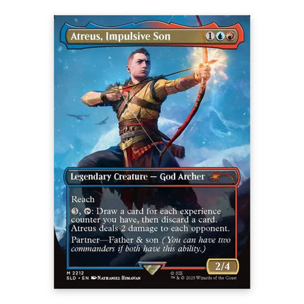 Atreus, Impulsive Son Mythic SLD 2212, a chase card from English Magic: The Gathering Secret Lair x God of War