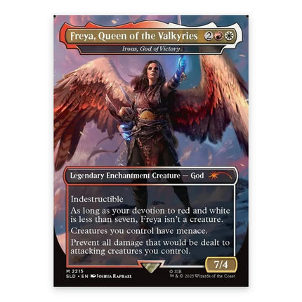 Freya, Queen of the Valkyries (Iroas, God of Victory) Mythic SLD 2215, a chase card from English Magic: The Gathering Secret Lair x God of War