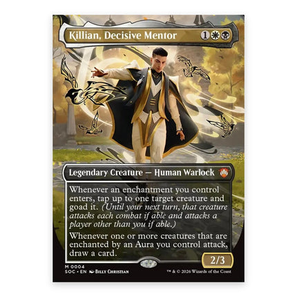 Killian, Decisive Mentor Mythic SOC 4, a chase card from English Magic: The Gathering Secrets of Strixhaven