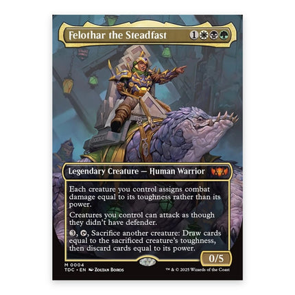 Felothar the Steadfast Mythic TDC 4, a chase card from English Magic: The Gathering Tarkir Dragonstorm
