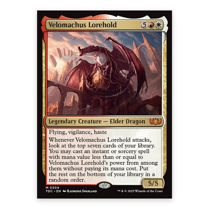 Velomachus Lorehold Mythic TDC 309, a chase card from English Magic: The Gathering Tarkir Dragonstorm