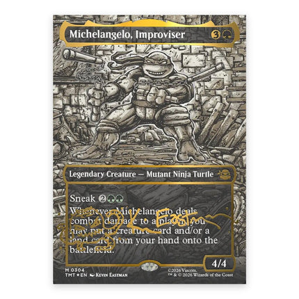 Michelangelo, Improviser (Bonus) Mythic TMT 304, a chase card from English Magic: The Gathering Teenage Mutant Ninja Turtles