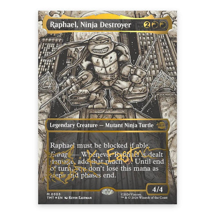 Raphael, Ninja Destroyer (Bonus) Mythic TMT 303, a chase card from English Magic: The Gathering Teenage Mutant Ninja Turtles