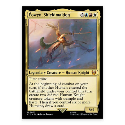 Éowyn, Shieldmaiden Mythic LTC 1, a chase card from English Magic: The Gathering The Lord of the Rings: Tales of Middle-earth