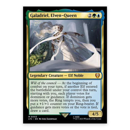 Galadriel, Elven-Queen Mythic LTC 3, a chase card from English Magic: The Gathering The Lord of the Rings: Tales of Middle-earth