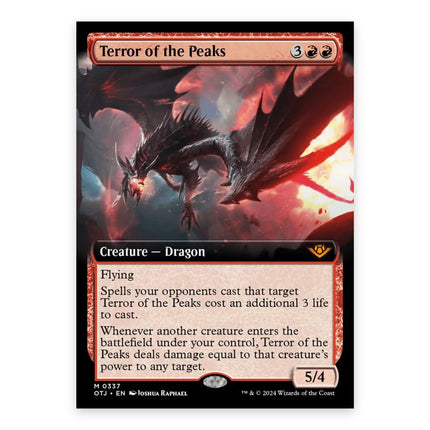 Terror of the Peaks (Bonus) Mythic OTJ 337, a chase card from English Magic: The Gathering Outlaws of Thunder Junction