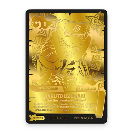 Naruto Uzumaki Legendary 22K gold card from Naruto Mythos Konoha Shido