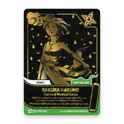 Sakura Haruno gold Secret card from Naruto Mythos Konoha Shido