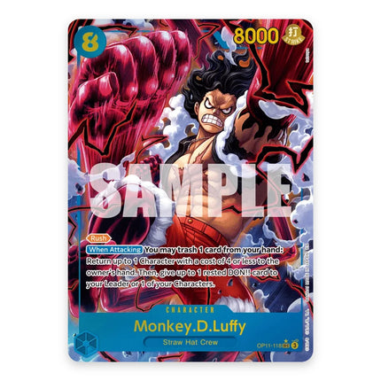 Monkey.D.Luffy SEC OP11-118 full-colour art, a chase card from English One Piece Card Game A Fist of Divine Speed