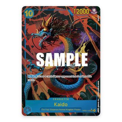 Kaido SEC alt art OP05-118, a chase card from English One Piece Card Game Awakening of the New Era