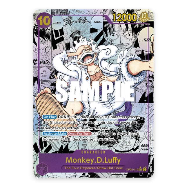 Monkey.D.Luffy SEC manga-style alternate art OP05-119, a chase card from English One Piece Card Game Awakening of the New Era