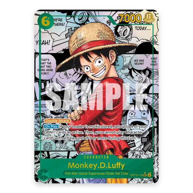 Monkey.D.Luffy SEC parallel (_p2) OP13-118, a chase card from English One Piece Card Game Carrying on His Will