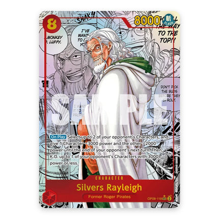 Silvers Rayleigh SEC manga-style alternate art OP08-118, a chase card from English One Piece Card Game Devil Fruits Collection Vol.2
