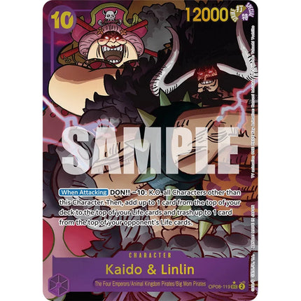 Kaido & Linlin Secret Rare parallel art OP08-119, English chase card from One Piece Card Game Two Legends OP-08