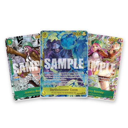 Legacy of the Master OP-12 chase cards: Jewelry Bonney SEC alt art OP12-118, Bartholomew Kuma SEC alt art OP12-119 and Jewelry Bonney SEC OP12-118