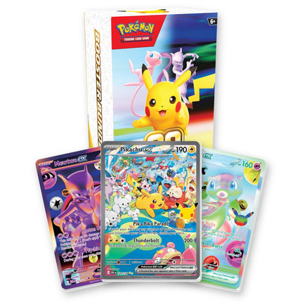 Pokémon TCG 30th Celebration English Booster Bundle with chase cards Mewtwo ex FUR 157/128, Pikachu ex SIR 149/128 and Mew ex FUR 158/128