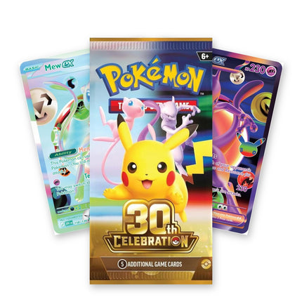Pokémon TCG 30th Celebration English Booster Pack with Mew ex 158/128 and Mewtwo ex 157/128 Futuristic Rare chase cards