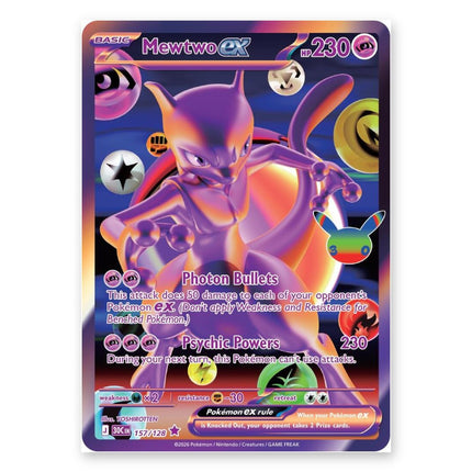 Mewtwo ex Futuristic Rare 157/128 from Pokémon TCG 30th Celebration (English)