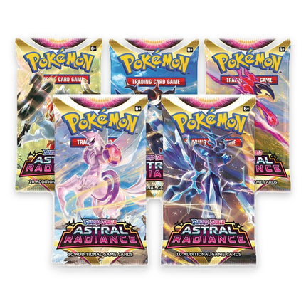Pokémon Astral Radiance booster packs, all five pack artworks of the Booster Pack Art Set