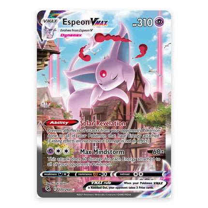 Espeon VMAX Special Full Art (alternate art) 270, a chase card from English Pokémon TCG Fusion Strike
