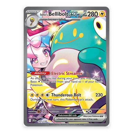 Iono's Bellibolt ex Special Illustration Rare 183, a chase card from English Pokémon TCG Journey Together