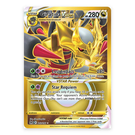 Giratina VSTAR Rare Secret 212, a chase card from English Pokémon TCG Lost Origin