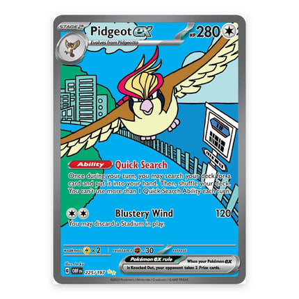 Pidgeot ex Special Illustration Rare 225, a chase card from English Pokémon TCG Obsidian Flames