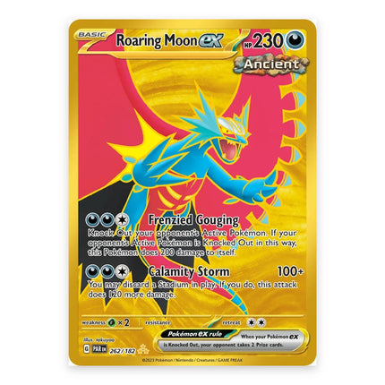 Roaring Moon ex Hyper Rare 262, a chase card from English Pokémon TCG Paradox Rift